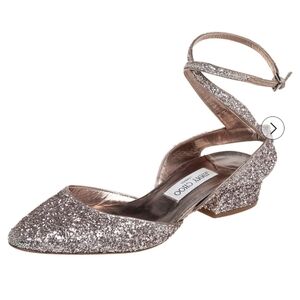 JIMMY CHOO glitter micky anckle strap sandals size 38